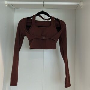Brown halara workout top